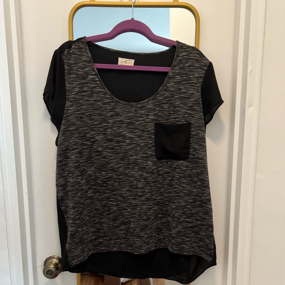Gray and black tshirt blouse